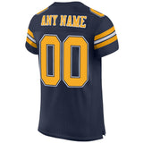 Custom Navy Gold-White Mesh Authentic Football Jersey