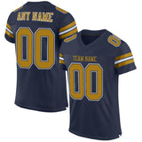 Custom Navy Old Gold-White Mesh Authentic Football Jersey