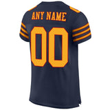 Custom Navy Gold-Red Mesh Authentic Football Jersey