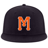 Custom Navy Orange-White Stitched Adjustable Snapback Hat