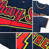 Custom Navy White-Orange Authentic Baseball Jersey