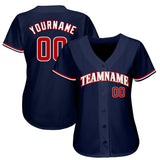 Custom Navy Red-White Authentic Baseball Jersey