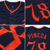 Custom Navy Red-White Authentic Baseball Jersey