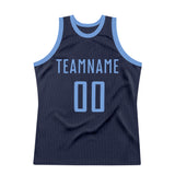 Custom Navy Light Blue Authentic Throwback Basketball Jersey