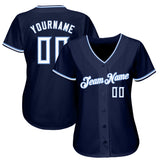 Custom Navy White-Light Blue Authentic Baseball Jersey