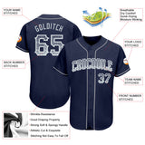 Custom Navy Silver-White Authentic Drift Fashion Baseball Jersey