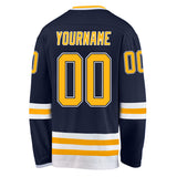 Custom Navy Gold-White Hockey Jersey