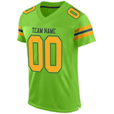 Custom Neon Green Gold-Navy Mesh Authentic Football Jersey