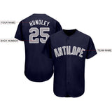 Custom Navy Gray-White Baseball Jersey