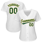 Custom White Green-Gold Baseball Jersey