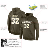 Custom Stitched Olive Cream-White Sports Pullover Sweatshirt Salute To Service Hoodie