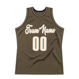 Custom Olive White-Old Gold Authentic Throwback Salute To Service Basketball Jersey
