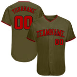 Custom Olive Red-Black Authentic Salute To Service Baseball Jersey
