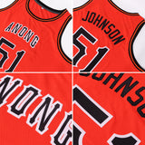 Custom Orange Black-White Round Neck Rib-Knit Basketball Jersey