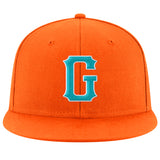 Custom Orange Aqua-White Stitched Adjustable Snapback Hat