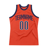 Custom Orange Navy-White Authentic Throwback Basketball Jersey