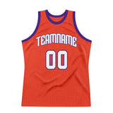 Custom Orange White-Purple Authentic Throwback Basketball Jersey