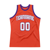 Custom Orange White-Purple Authentic Throwback Basketball Jersey
