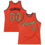 Custom Orange Camo-Old Gold Authentic Throwback Basketball Jersey