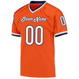 Custom Orange White-Navy Mesh Authentic Throwback Football Jersey