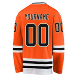 Custom Orange Black-Old Gold Hockey Jersey