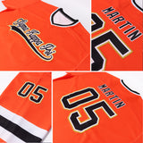 Custom Orange Black-Old Gold Hockey Jersey