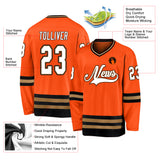 Custom Orange White-Black Hockey Jersey