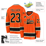 Custom Orange Black-Cream Hockey Jersey