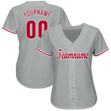 Custom Gray Red-White Baseball Jersey