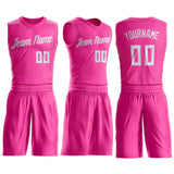 Custom Pink White Round Neck Suit Basketball Jersey