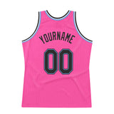 Custom Pink Black-Light Blue Authentic Throwback Basketball Jersey