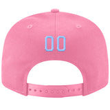 Custom Pink Light Blue-White Stitched Adjustable Snapback Hat