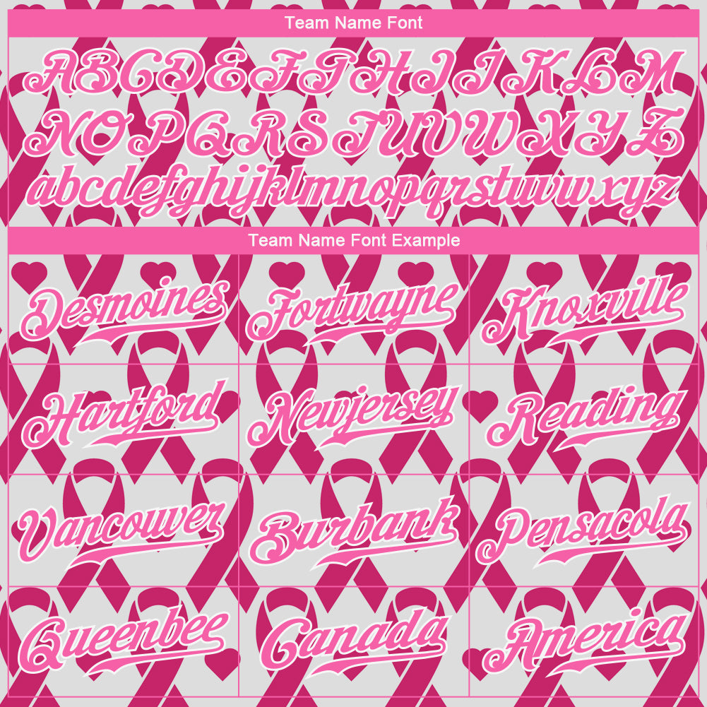 Custom Pink Pink-White 3D Pattern Design Breast Cancer Authentic Baseball Jersey