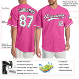 Custom Pink White-Black Authentic Baseball Jersey