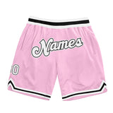 Custom Light Pink White-Black Authentic Throwback Basketball Shorts