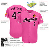Custom Pink Black-White Authentic Baseball Jersey