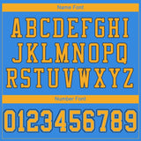 Custom Powder Blue Gold-Navy Mesh Authentic Football Jersey