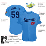Custom Powder Blue Navy-Red Authentic Baseball Jersey