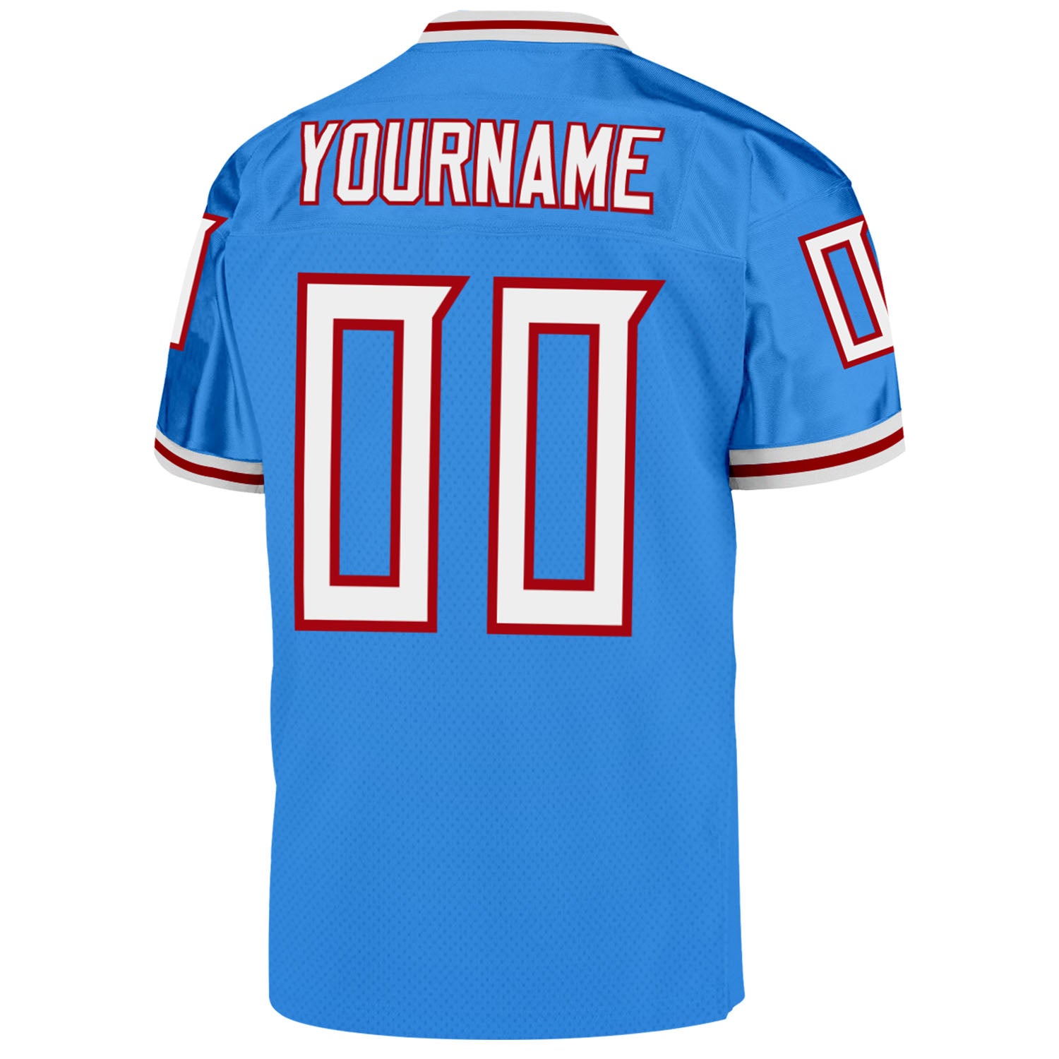Custom Powder Blue White-Red Mesh Authentic Throwback Football Jersey
