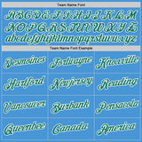 Custom Powder Blue Kelly Green-White Performance T-Shirt