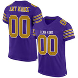 Custom Purple Old Gold-White Mesh Authentic Football Jersey