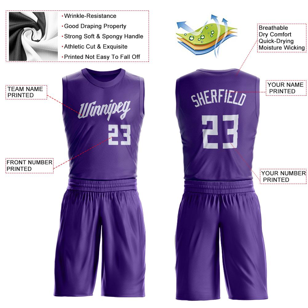 Custom Purple White Round Neck Suit Basketball Jersey