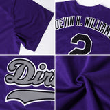 Custom Purple Gold-White Authentic Throwback Rib-Knit Baseball Jersey Shirt