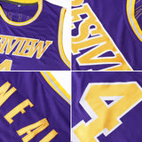 Custom Purple White-Gray Authentic Throwback Basketball Jersey