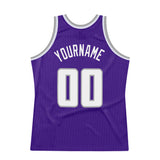 Custom Purple White-Gray Authentic Throwback Basketball Jersey