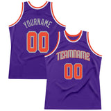 Custom Purple Orange-Gray Authentic Throwback Basketball Jersey