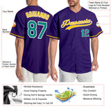Custom Purple Aqua-Gold Authentic Baseball Jersey