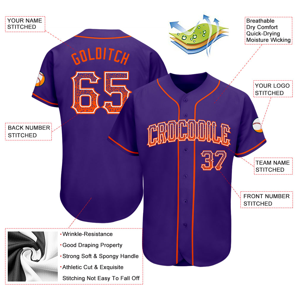 Custom Purple Orange-White Authentic Drift Fashion Baseball Jersey