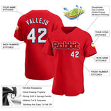 Custom Red White-Navy Authentic Baseball Jersey