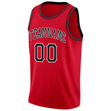 Custom Red Black-White Round Neck Rib-Knit Basketball Jersey